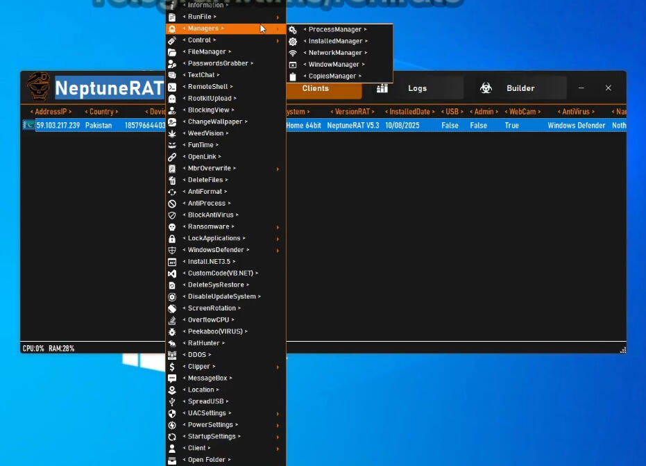 Neptune RAT Windows Administrator Tool - Windows RAT